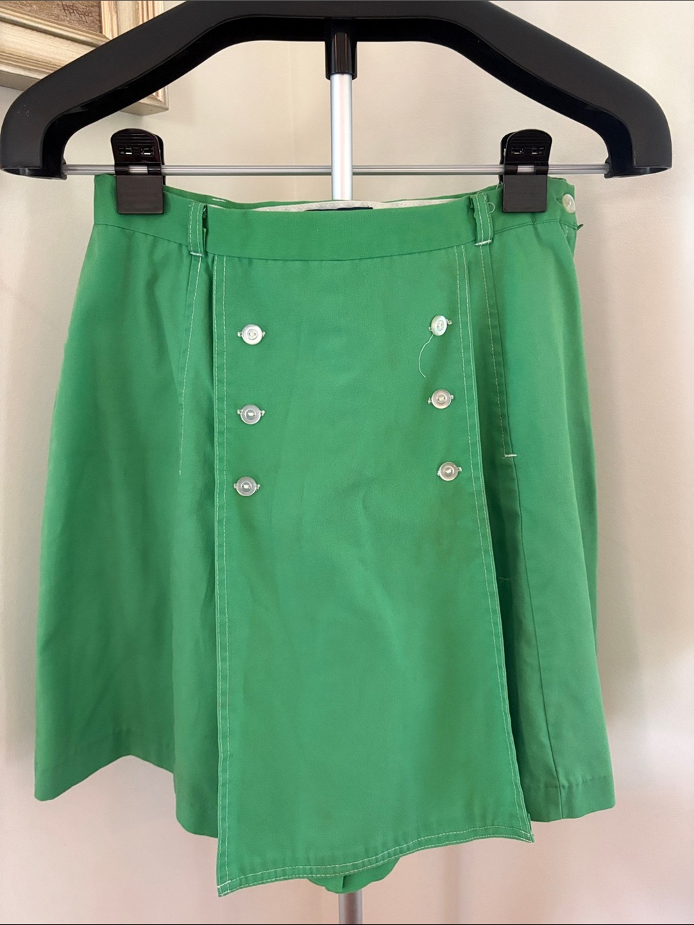 Vintage 60s 70s Kelly Green Skort | Gator of Florida Mod Mini Skirt Shorts Retro